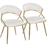 Jie Dining Chair in Gold & White Leatherette (Set of 2)